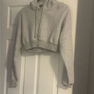 Aritzia Gray Cropped Long Sleeve Sweatshirt
